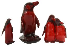 A Royal Doulton Peruvian penguin together with two further penguins