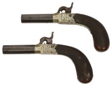 A pair of early 19th century Scottish boxlock percussion pistols by A Glendening Langholm