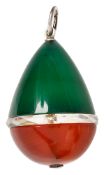 An Art Deco hardstone ovoid pendant