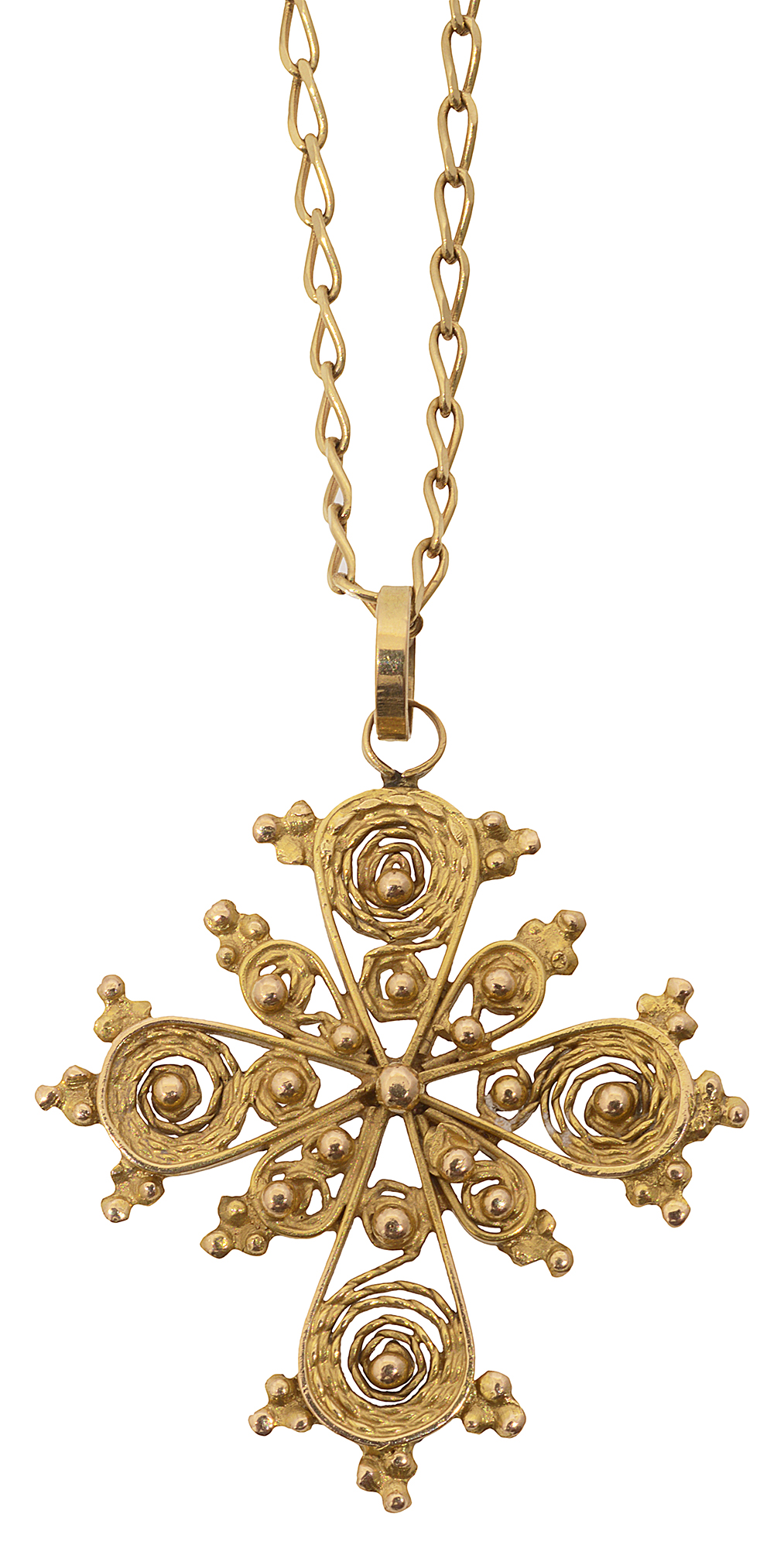 A cannetille work patée fitched cross pendant
