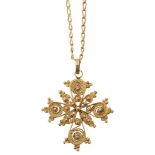 A cannetille work patée fitched cross pendant