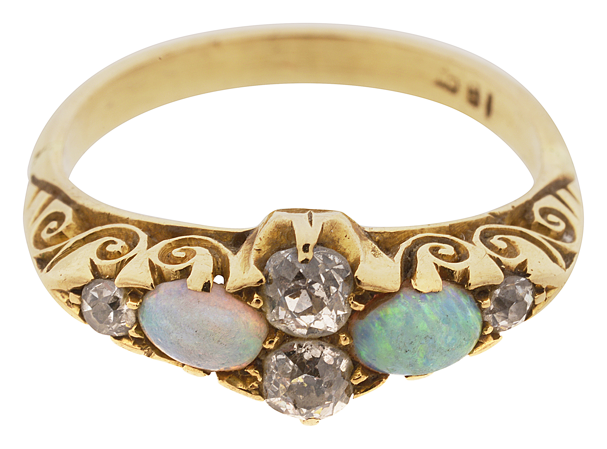 An Edwardian opal and diamond-set ring