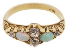 An Edwardian opal and diamond-set ring