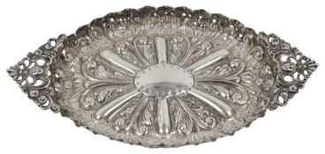 A late Victorian silver twin handled dish