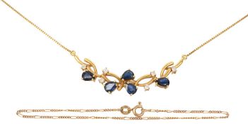 A sapphire and diamond-set necklace and a fancy link bracelet