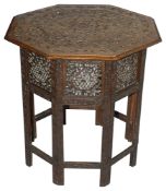 A carved Indian hardwood octagonal occasional table