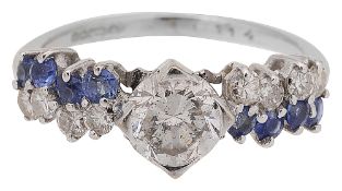 A diamond and sapphire-set ring