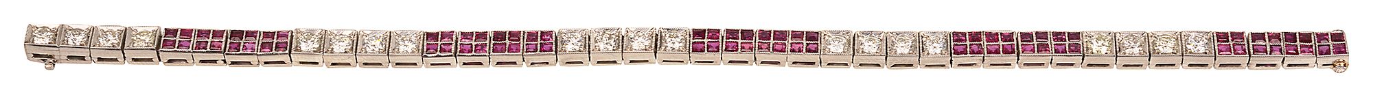 A ruby and diamond flexible link bracelet - Image 2 of 15