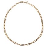 A 9ct gold textured fetter link necklace