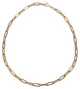 A 9ct gold textured fetter link necklace