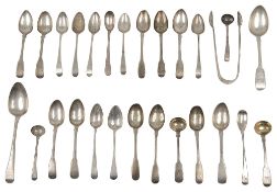 A collection of George III and later silver to include teaspoons
