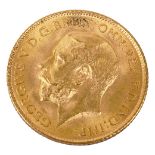 A George V gold half sovereign, 1915