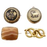 Three 19th century brooches and a pendant