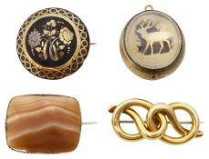 Three 19th century brooches and a pendant