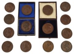 Great Exhibition, 1851. Fourteen Exhibitor copper medals by Wyon