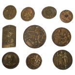 A collection of fourteen trial-piece bronze medals