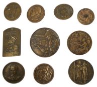 A collection of fourteen trial-piece bronze medals