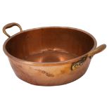 A Victorian Benham & Froud twin handled copper preserving pan