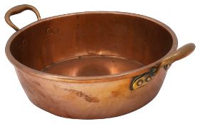 A Victorian Benham & Froud twin handled copper preserving pan