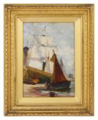 English School (early 20th century) 'Boats in a Harbour'