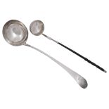 A George III Old English pattern soup ladle and an 18th century punch ladle