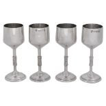 A set of four modernist silver goblets