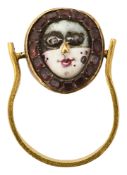 A mid/late 18th century gem-set and enamel masquerade ring