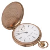 A 9ct gold American Waltham keyless full hunter pocket watch