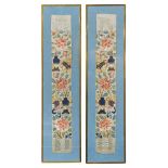 A pair of Chinese embroidered sleeve panels