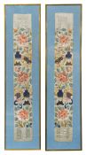 A pair of Chinese embroidered sleeve panels