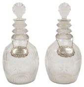 A pair of George III Irish cut glass decanters and stoppers c.1800