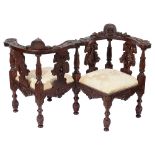 A late 19th century Italian carved walnut dolls conversation chair