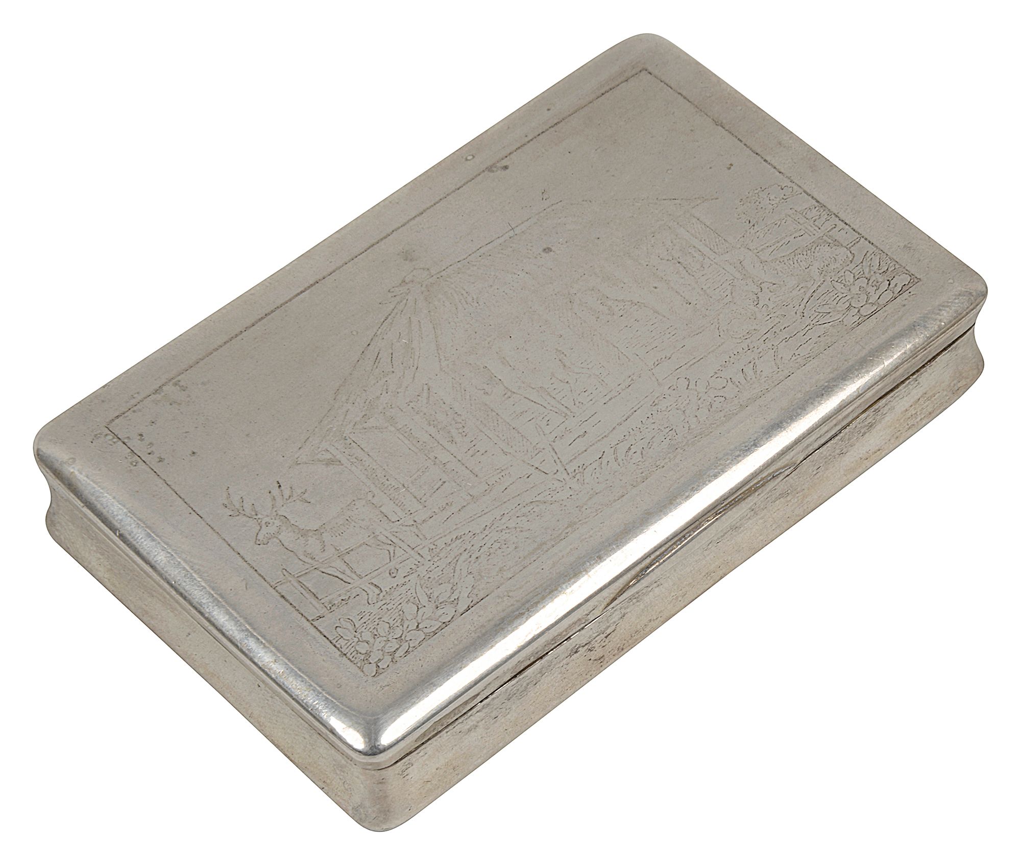 A mid 19th century Austrian .937 engraved silver cigarette box