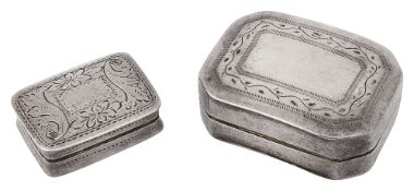 A George III silver vinaigrette and another (2)