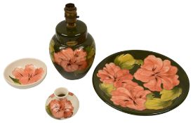 Four pieces of Moorcroft in Hibiscus pattern