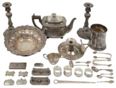 A collection of mostly 19th century and later silver, Old Sheffield plate and electroplated items