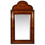 A William and Mary style marquetry inlaid wall mirror,