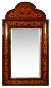 A William and Mary style marquetry inlaid wall mirror,