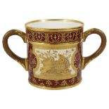 A late 19th century Royal Crown Derby large christening loving cup