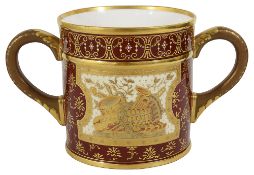 A late 19th century Royal Crown Derby large christening loving cup