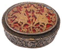 A late 19th century Indian Parthabgar silver gilt box