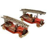 Two Mettoy tin plate fire engines
