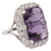 An amethyst and diamond-set ring