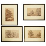 British School (late 18th century) Four landscape drawings in ink