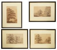 British School (late 18th century) Four landscape drawings in ink