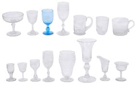 19th century and later glass to include an opaque twist stem, sweetmeat glass and other glass