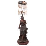 A spelter table lamp after Auguste Moreau (1834-1917)