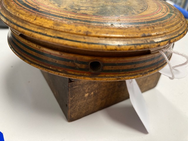 An early 19th century Tunbridge ware ‘The Millers Tomb’ travelling mirror and a white wood box - Image 3 of 10