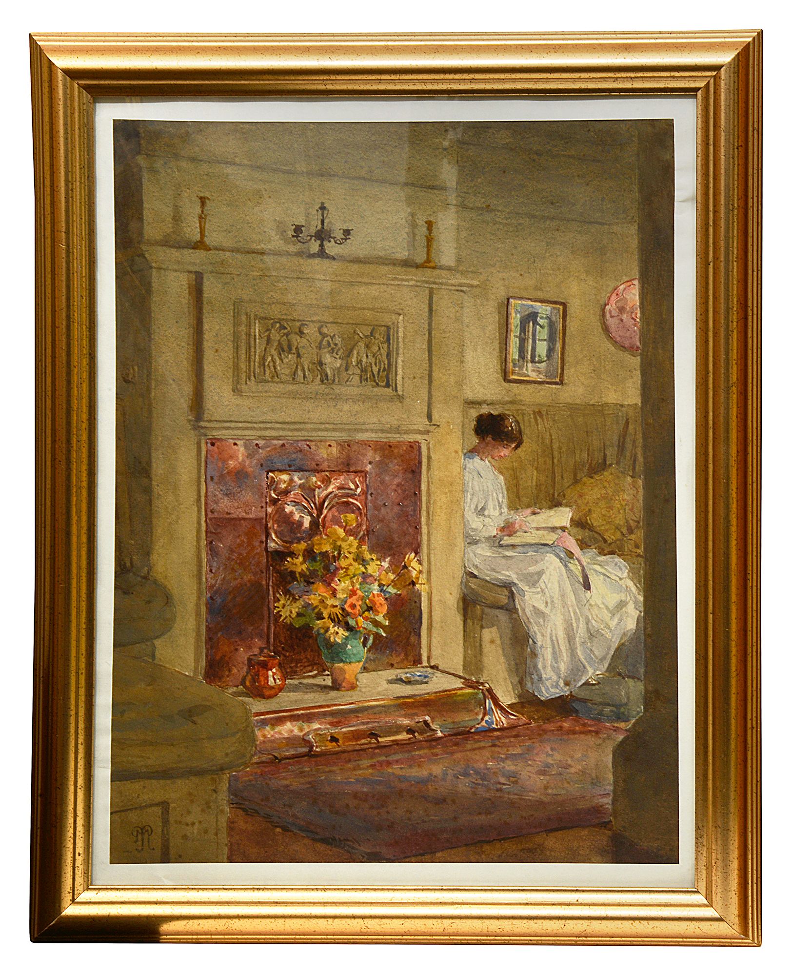 Mariquita Jenny Moberly (British, 1855-1937) 'Young Woman Reading'