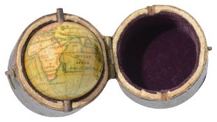 A 19th century miniature 1.25" diameter terrestrial globe c.1840